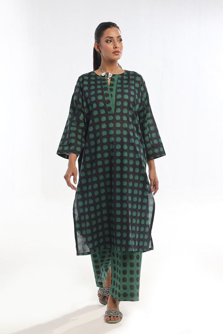 Oaks - Printed Pret & Unstitched Shirt Trouser Swiss Lawn Green - 2 Piece