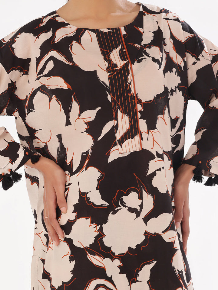 Oaks - Printed Pret & Unstitched Shirt Trouser Swiss Lawn Black - 2 Piece