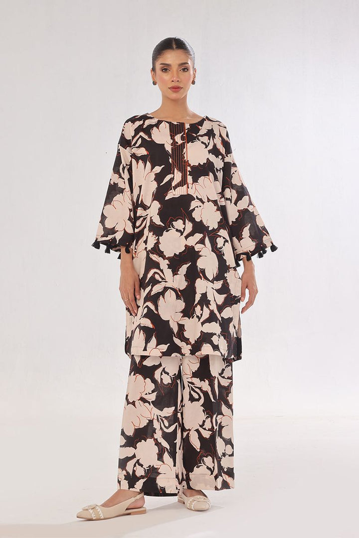 Oaks - Printed Pret & Unstitched Shirt Trouser Swiss Lawn Black - 2 Piece