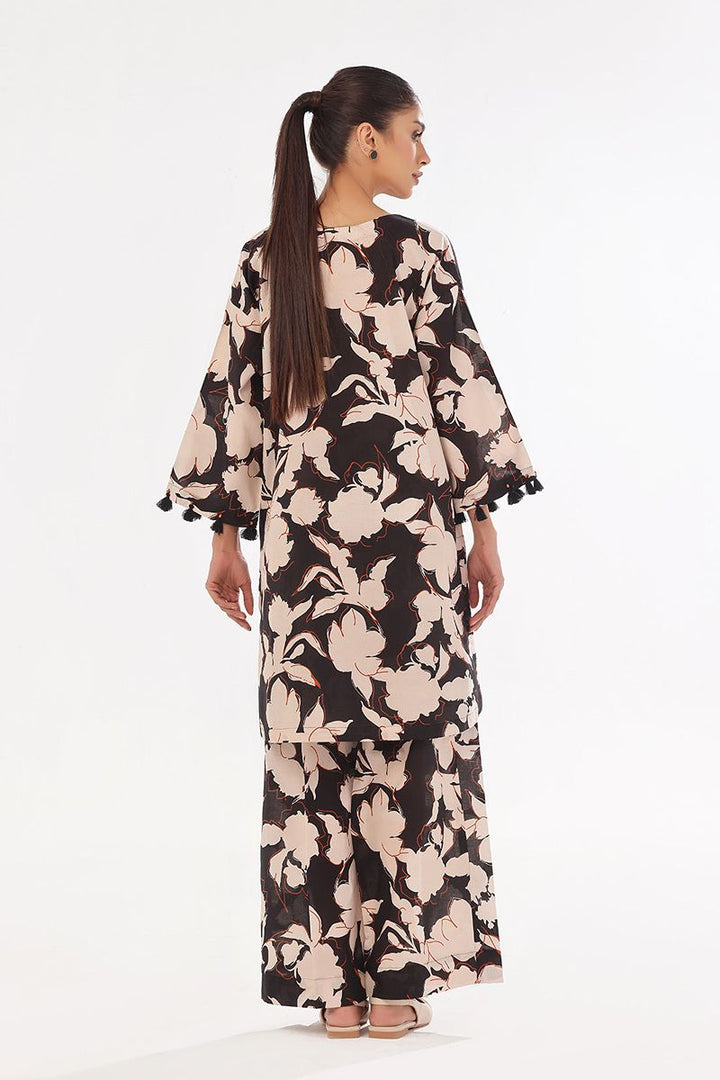 Oaks - Printed Pret & Unstitched Shirt Trouser Swiss Lawn Black - 2 Piece