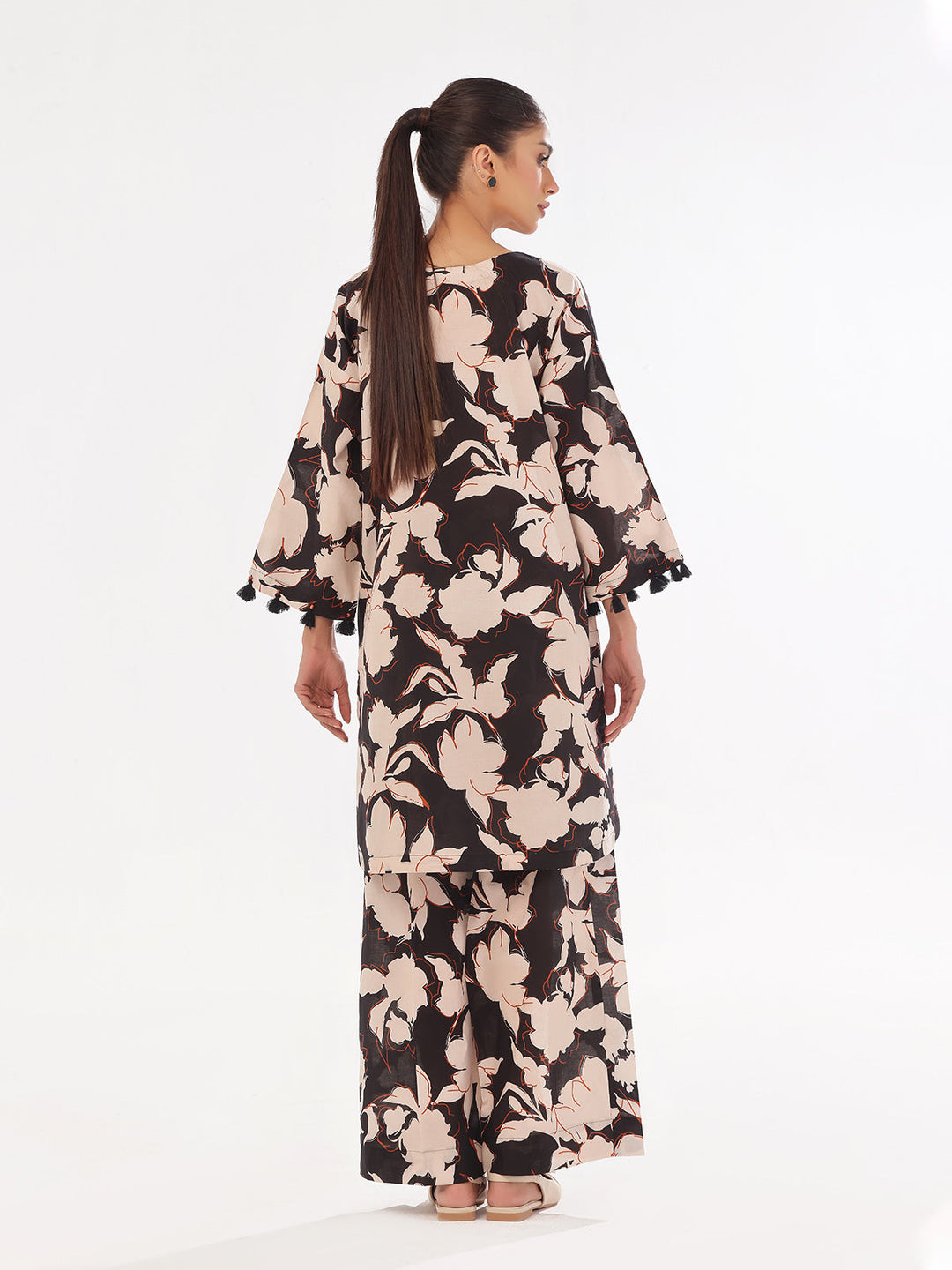 Oaks - Printed Pret & Unstitched Shirt Trouser Swiss Lawn Black - 2 Piece