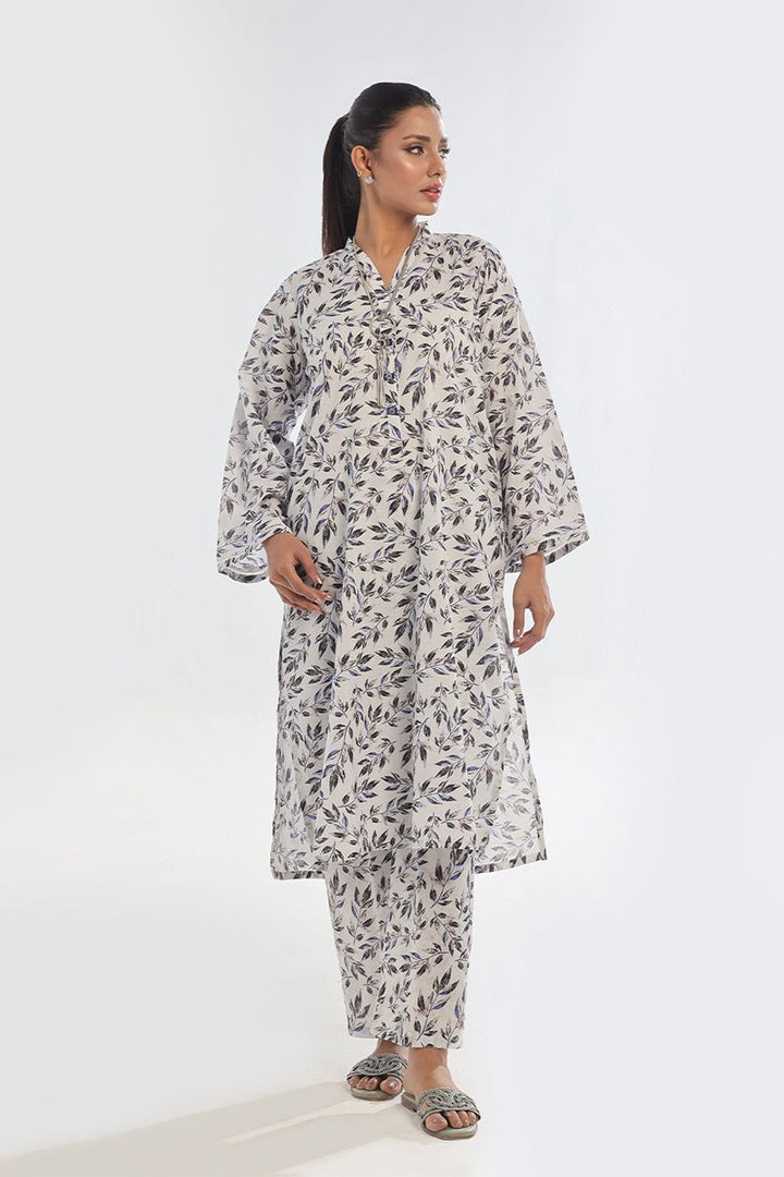Oaks - Printed Pret & Unstitched Shirt Trouser Swiss Lawn Black & White - 2 Piece