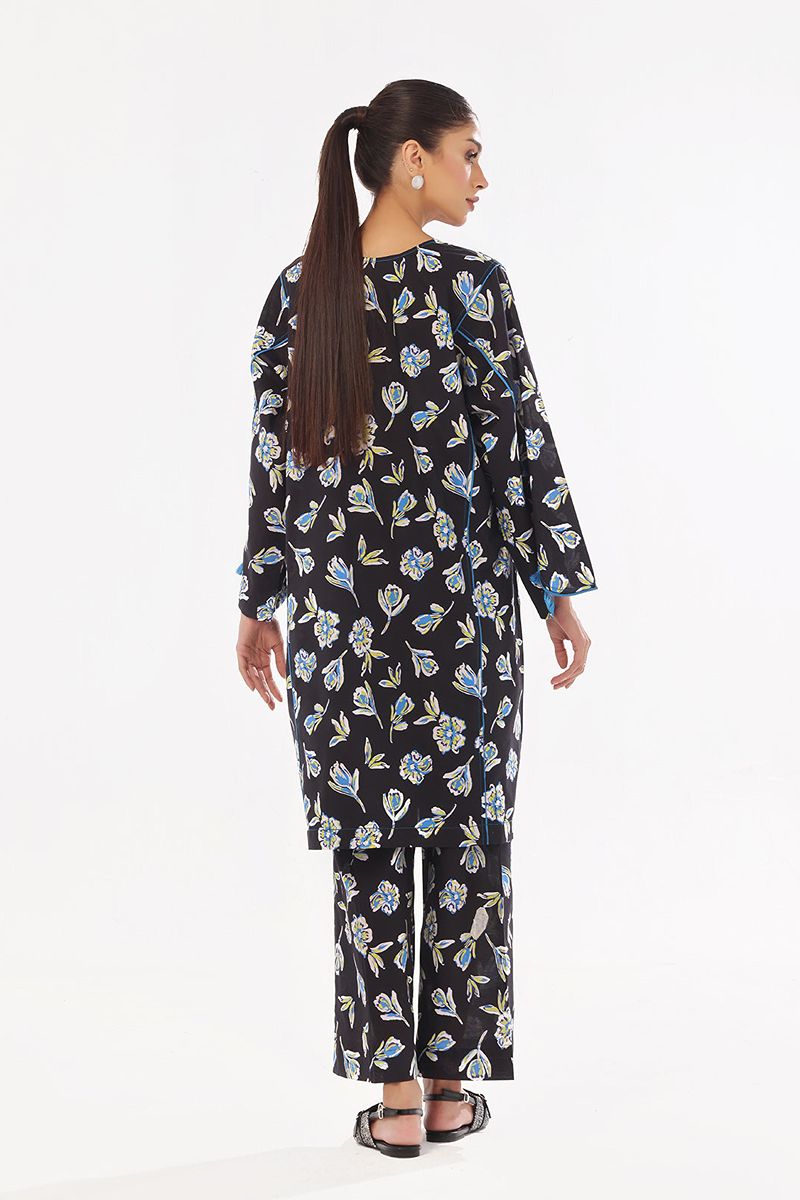 Oaks - Printed Pret & Unstitched Shirt Trouser Swiss Lawn Black - 2 Piece
