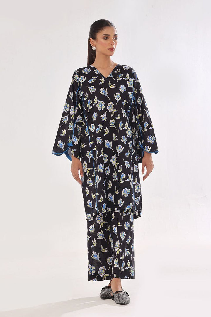Oaks - Printed Pret & Unstitched Shirt Trouser Swiss Lawn Black - 2 Piece