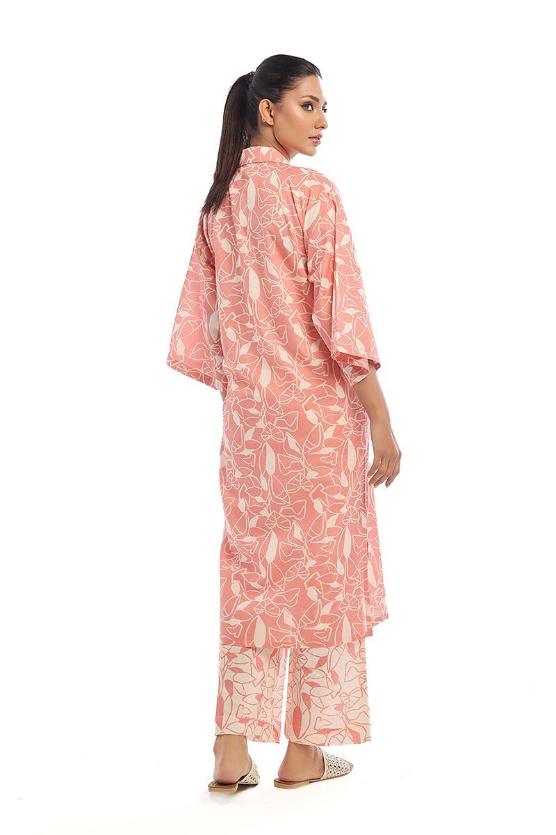 Oaks - Printed Pret & Unstitched Shirt Trouser Swiss Lawn Peach - 2 Piece