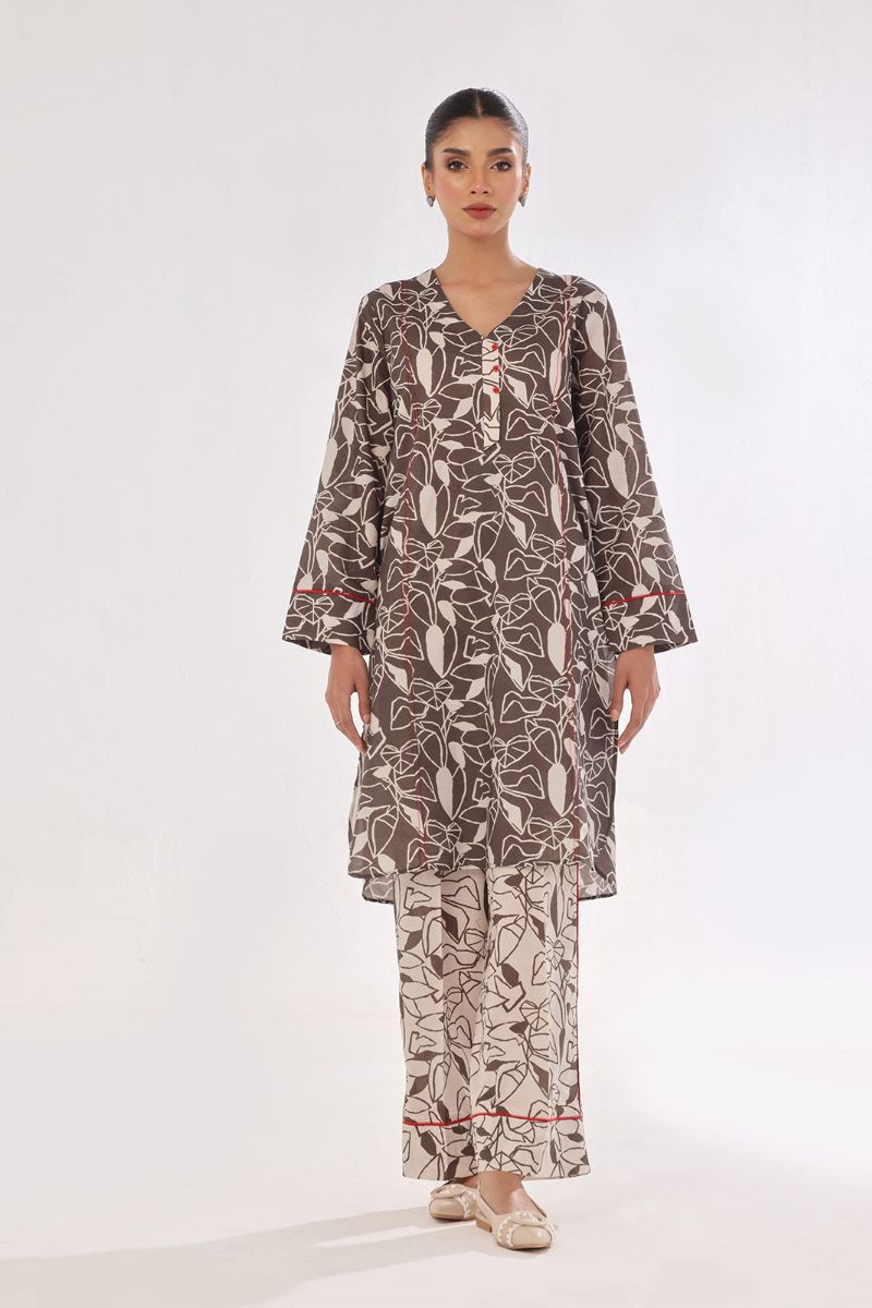 Oaks - Printed Unstitched Swiss Lawn Grey - OL2PT-6298-B - 2 Piece - Unstitch