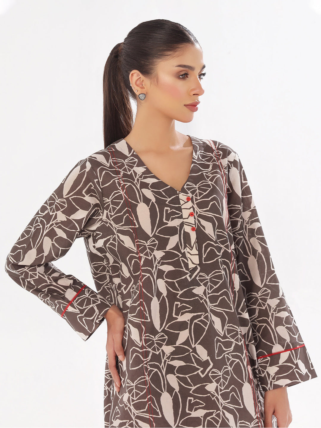 Oaks - Printed Pret & Unstitched Shirt Trouser Swiss Lawn Grey - 2 Piece