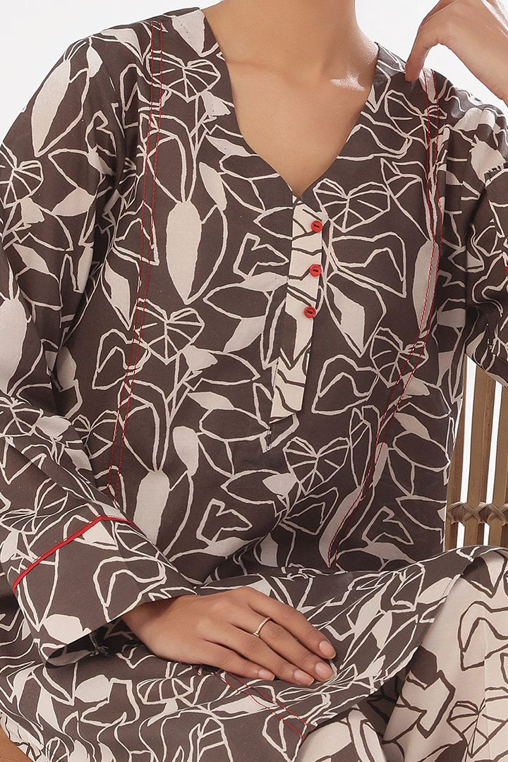 Oaks - Printed Pret & Unstitched Shirt Trouser Swiss Lawn Grey - 2 Piece