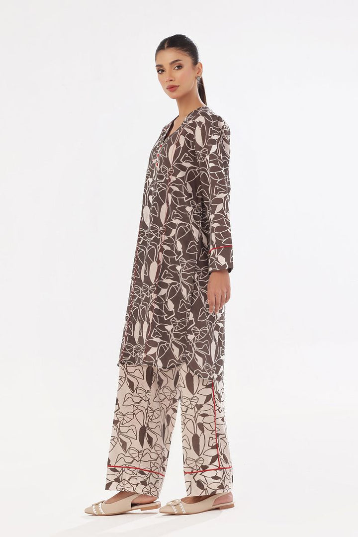 Oaks - Printed Pret & Unstitched Shirt Trouser Swiss Lawn Grey - 2 Piece