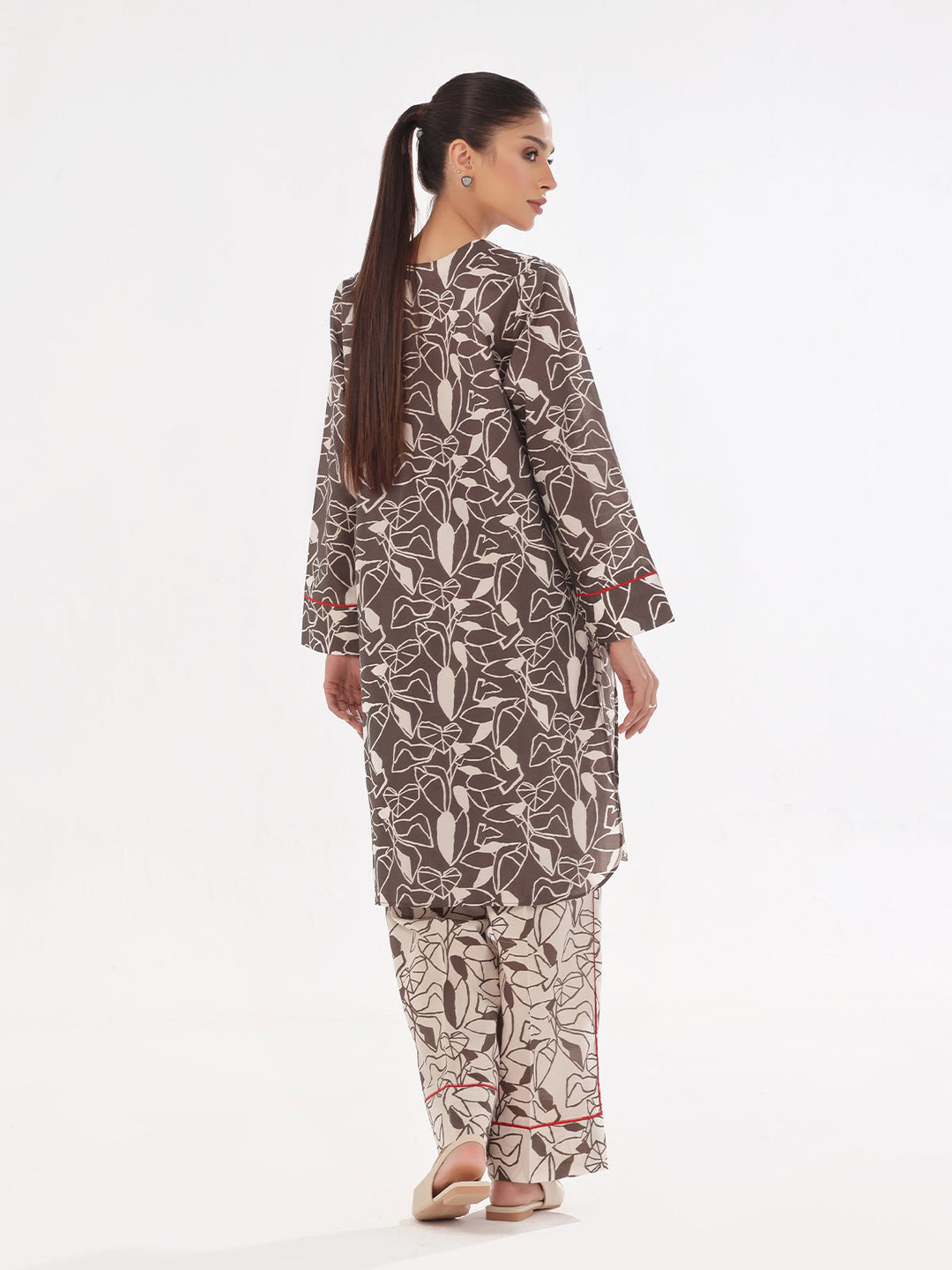 Oaks - Printed Pret & Unstitched Shirt Trouser Swiss Lawn Grey - 2 Piece