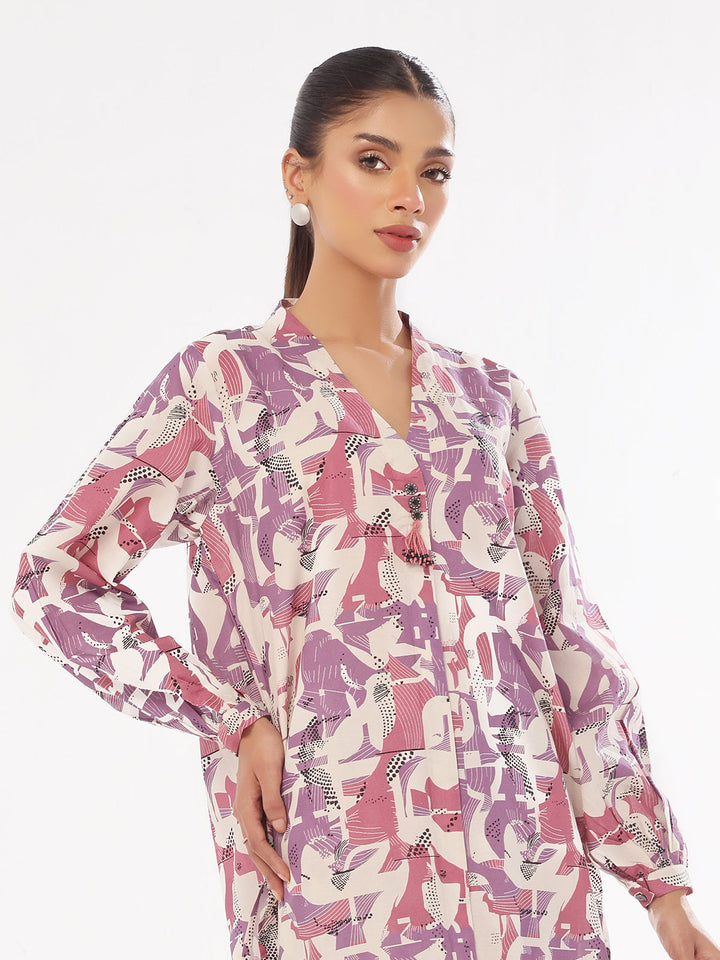 Oaks - Printed Pret & Unstitched Shirt Trouser Swiss Lawn Purple - 2 Piece