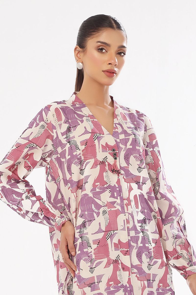 Oaks - Printed Pret & Unstitched Shirt Trouser Swiss Lawn Purple - 2 Piece