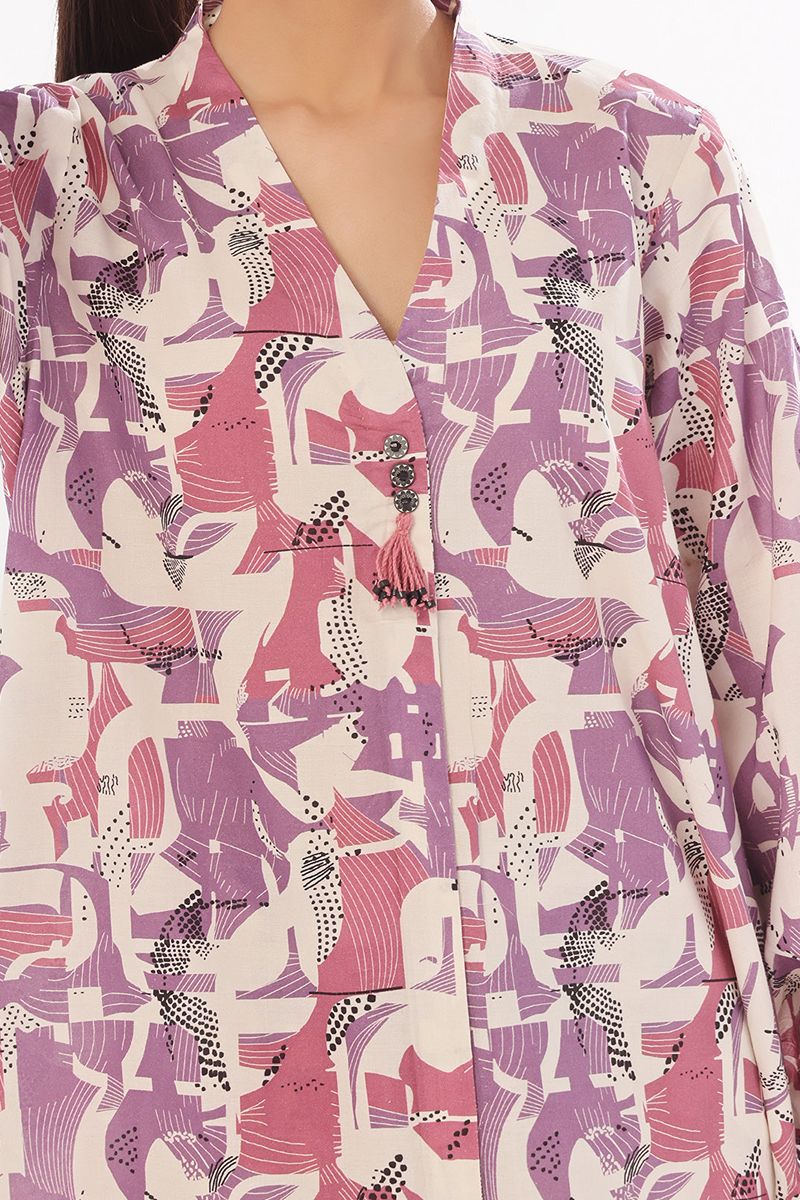 Oaks - Printed Pret & Unstitched Shirt Trouser Swiss Lawn Purple - 2 Piece