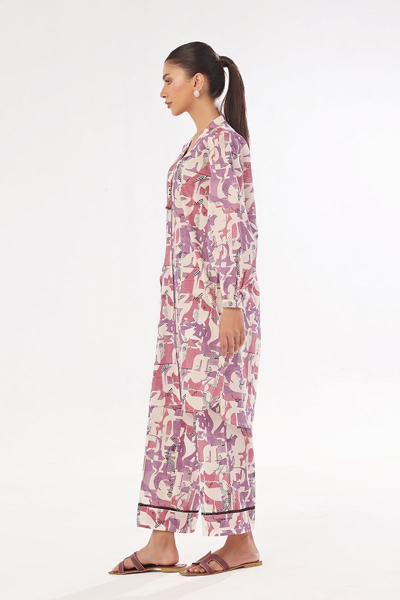 Oaks - Printed Pret & Unstitched Shirt Trouser Swiss Lawn Purple - 2 Piece