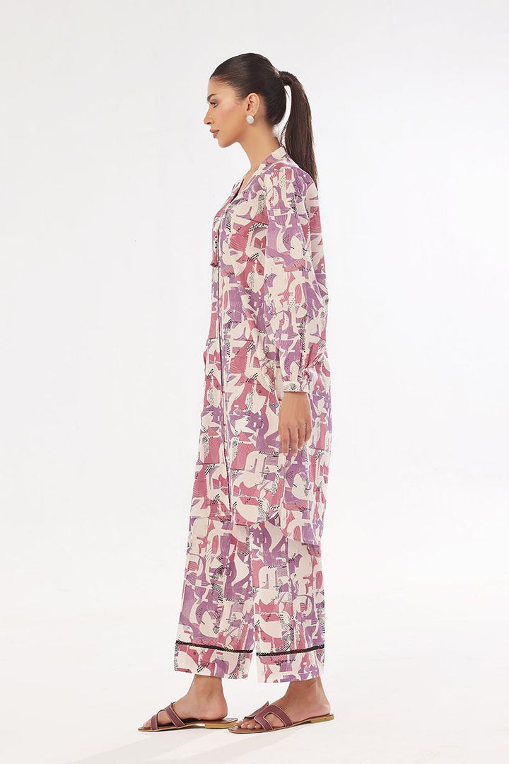 Oaks - Printed Pret & Unstitched Shirt Trouser Swiss Lawn Purple - 2 Piece