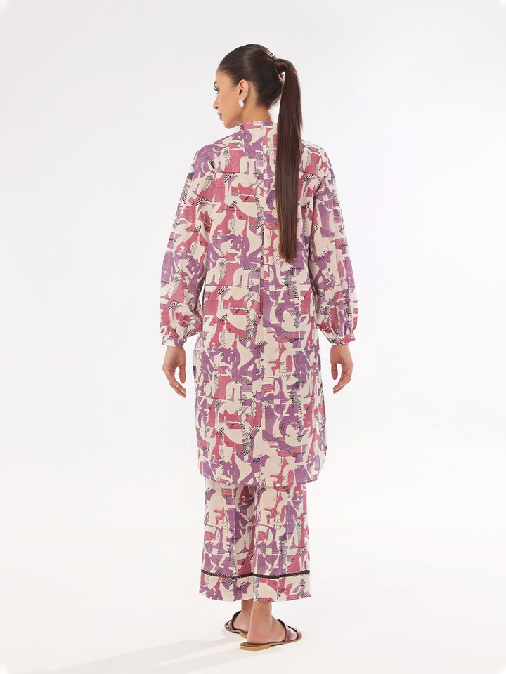 Oaks - Printed Pret & Unstitched Shirt Trouser Swiss Lawn Purple - 2 Piece