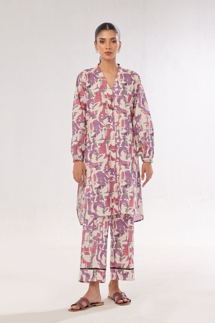 Oaks - Printed Pret & Unstitched Shirt Trouser Swiss Lawn Purple - 2 Piece
