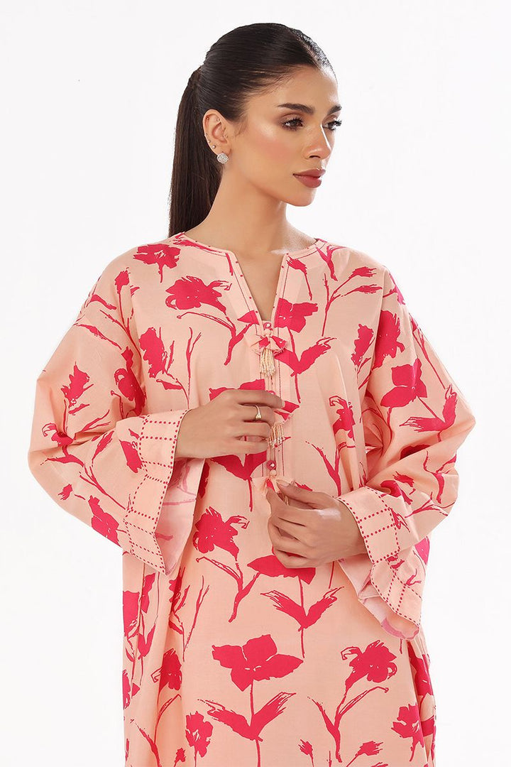 Oaks - Printed Pret & Unstitched Shirt Trouser Swiss Lawn Peach - 2 Piece