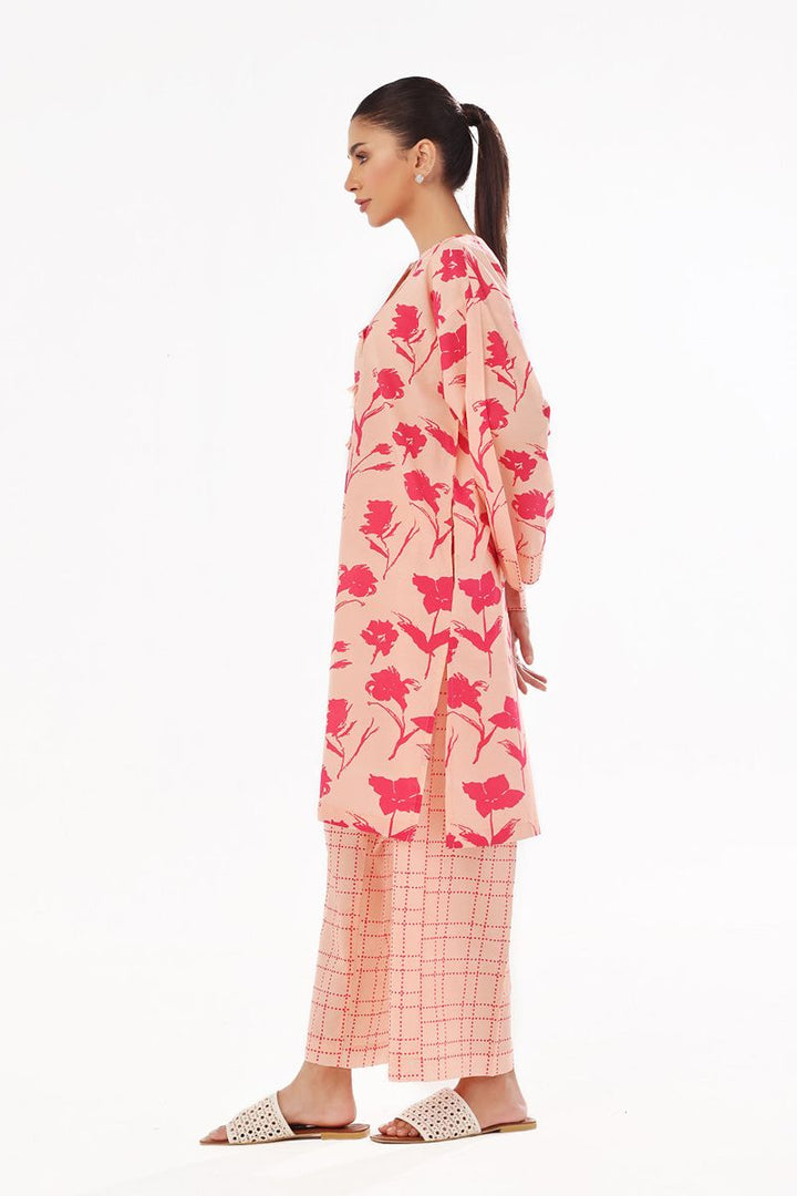 Oaks - Printed Pret & Unstitched Shirt Trouser Swiss Lawn Peach - 2 Piece