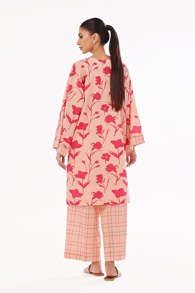 Oaks - Printed Pret & Unstitched Shirt Trouser Swiss Lawn Peach - 2 Piece