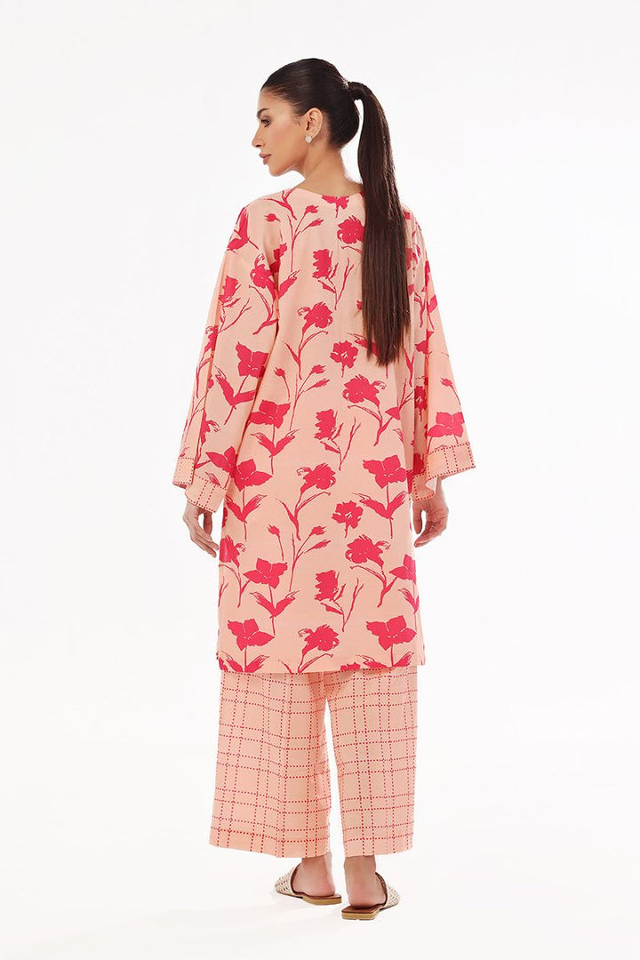 Oaks - Printed Pret & Unstitched Shirt Trouser Swiss Lawn Peach - 2 Piece