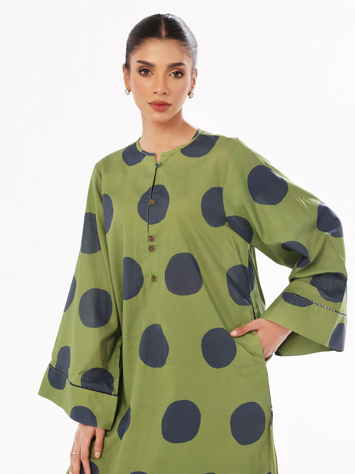 Oaks - Printed Pret & Unstitched Shirt Trouser Swiss Lawn Green - 2 Piece