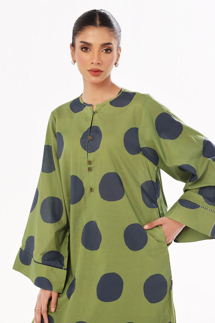 Oaks - Printed Pret & Unstitched Shirt Trouser Swiss Lawn Green - 2 Piece