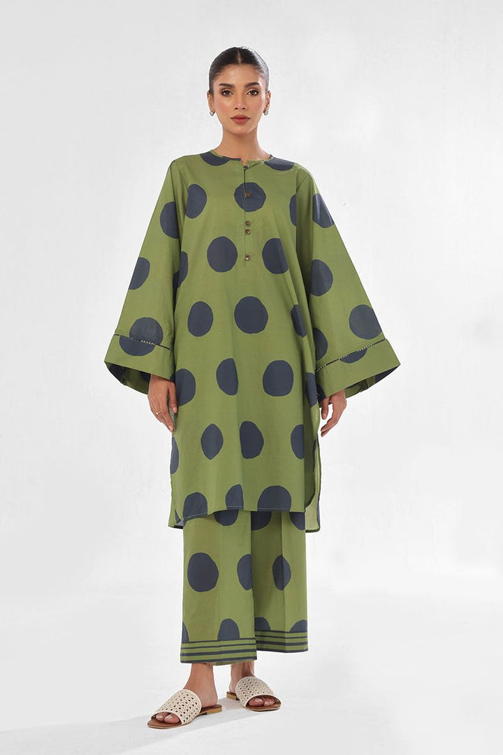 Oaks - Printed Pret & Unstitched Shirt Trouser Swiss Lawn Green - 2 Piece