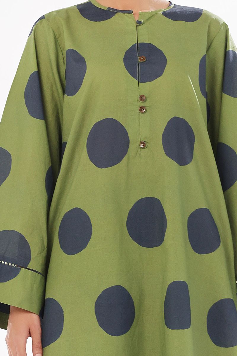 Oaks - Printed Pret & Unstitched Shirt Trouser Swiss Lawn Green - 2 Piece