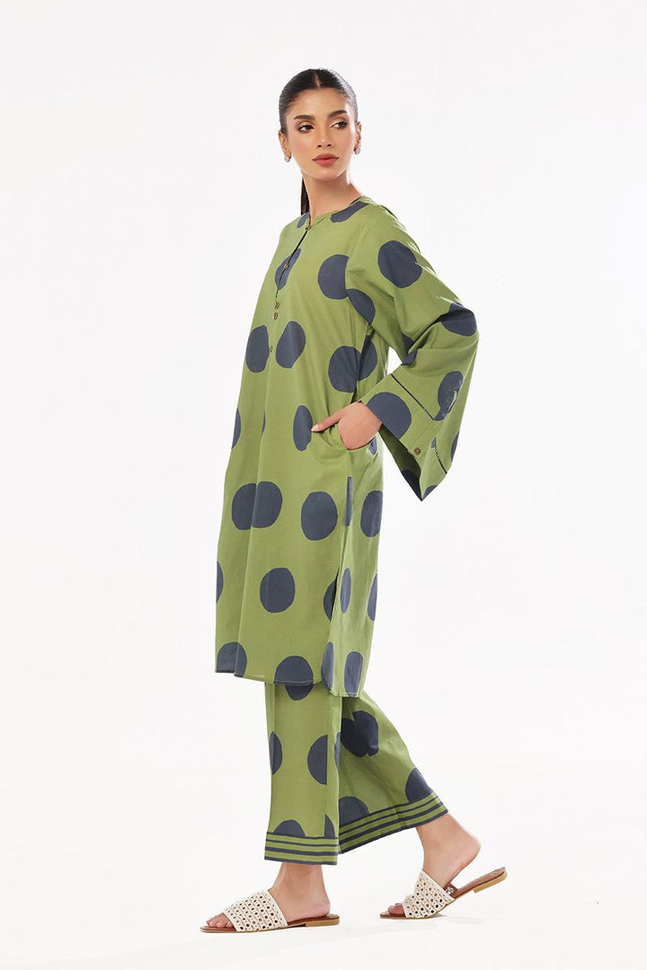 Oaks - Printed Pret & Unstitched Shirt Trouser Swiss Lawn Green - 2 Piece