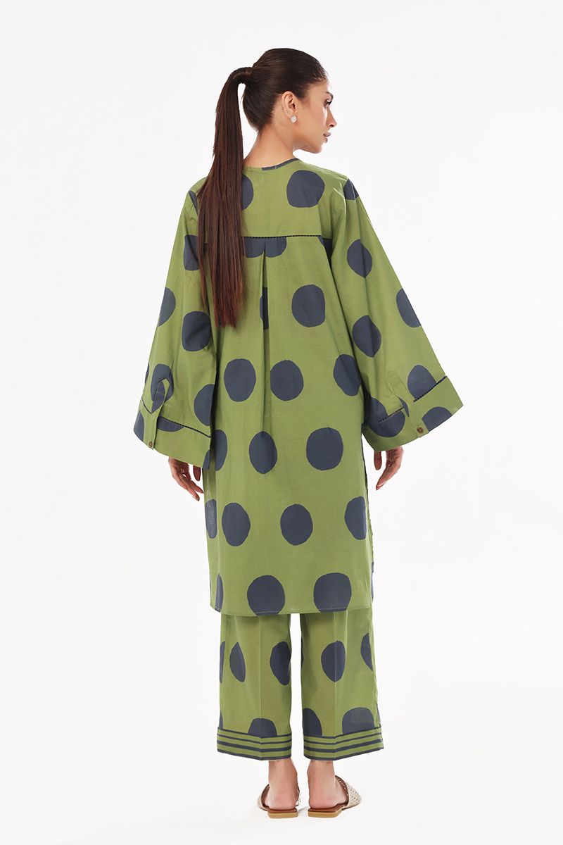 Oaks - Printed Pret & Unstitched Shirt Trouser Swiss Lawn Green - 2 Piece