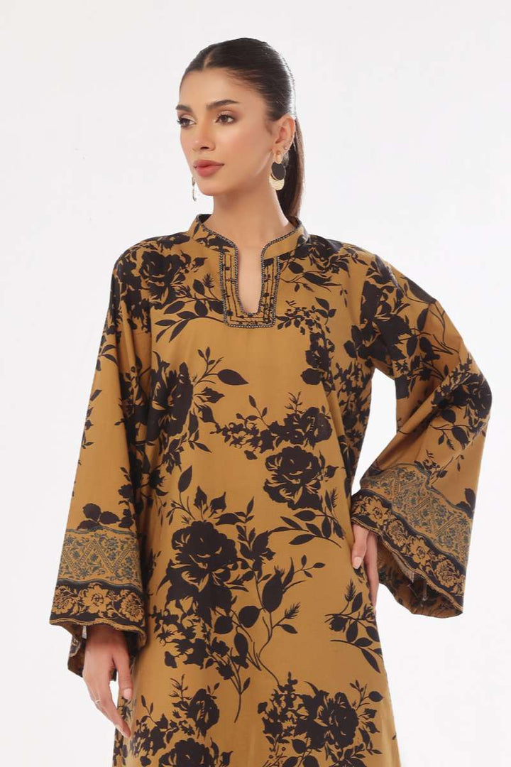 Oaks - Printed Pret & Unstitched Shirt Trouser Swiss Lawn Mustard - 2 Piece