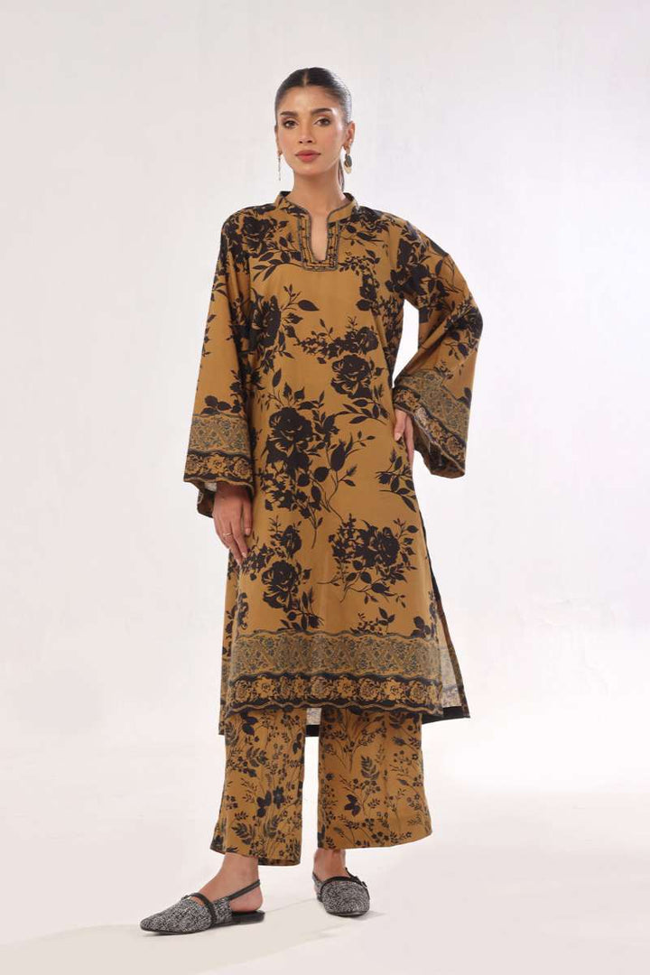 Oaks - Printed Pret & Unstitched Shirt Trouser Swiss Lawn Mustard - 2 Piece