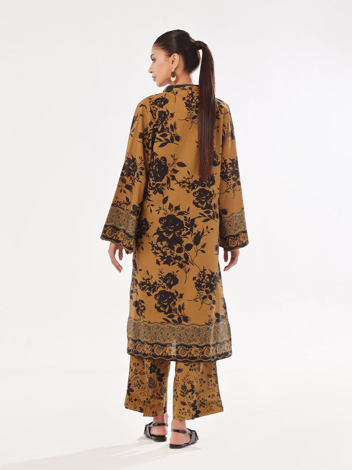 Oaks - Printed Pret & Unstitched Shirt Trouser Swiss Lawn Mustard - 2 Piece