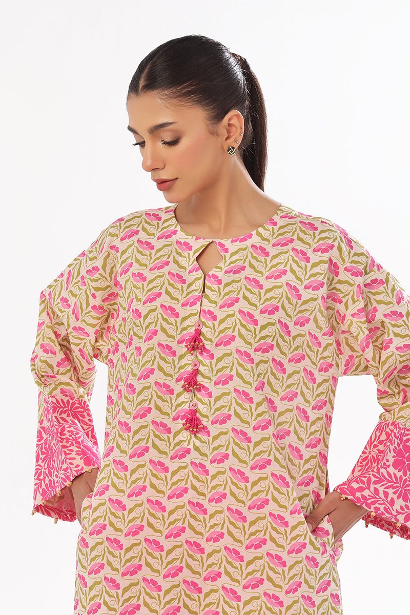 Oaks - Printed Pret & Unstitched Shirt Trouser Lawn Pink - 2 Piece