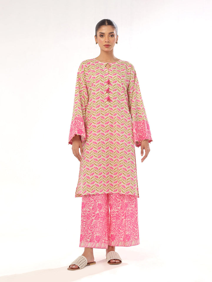 Oaks - Printed Pret & Unstitched Shirt Trouser Lawn Pink - 2 Piece