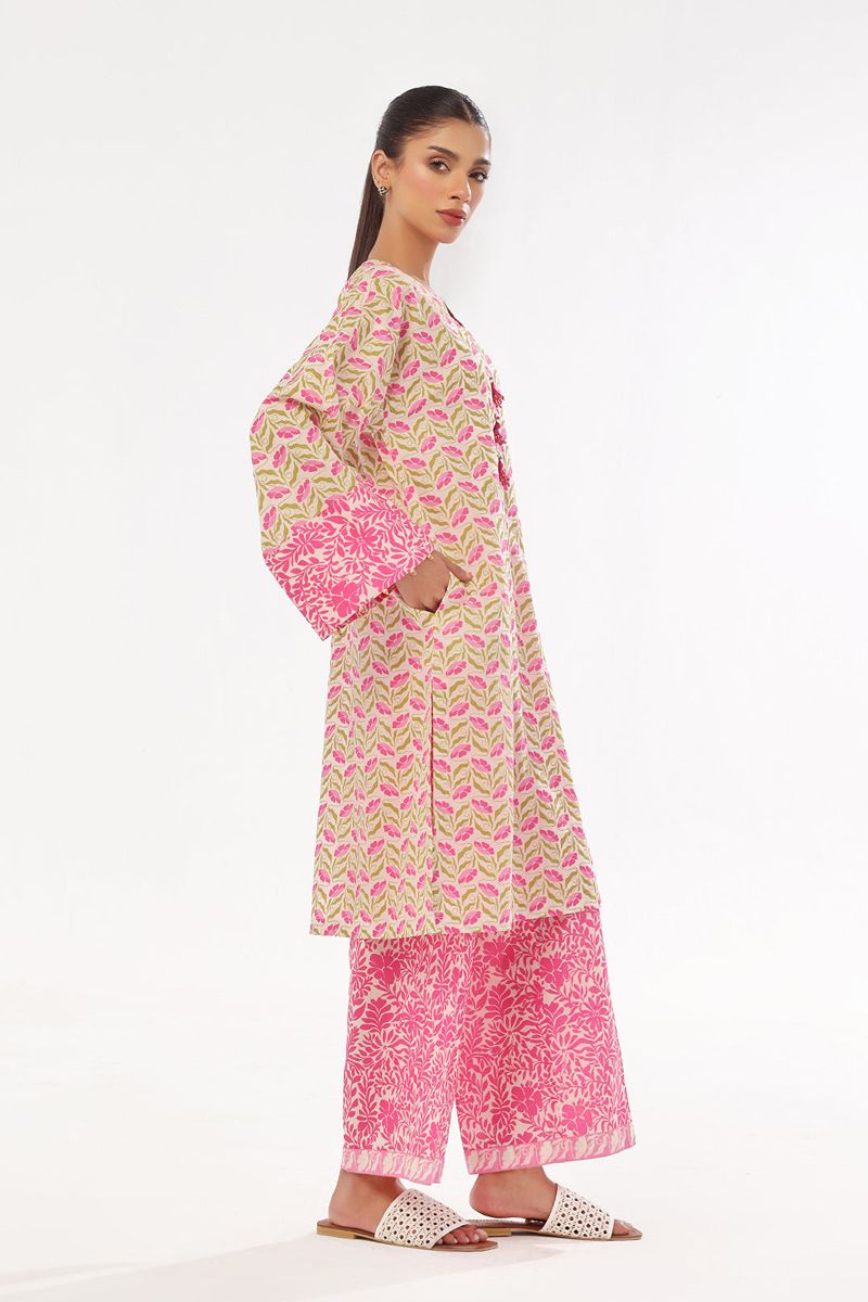 Oaks - Printed Pret & Unstitched Shirt Trouser Lawn Pink - 2 Piece