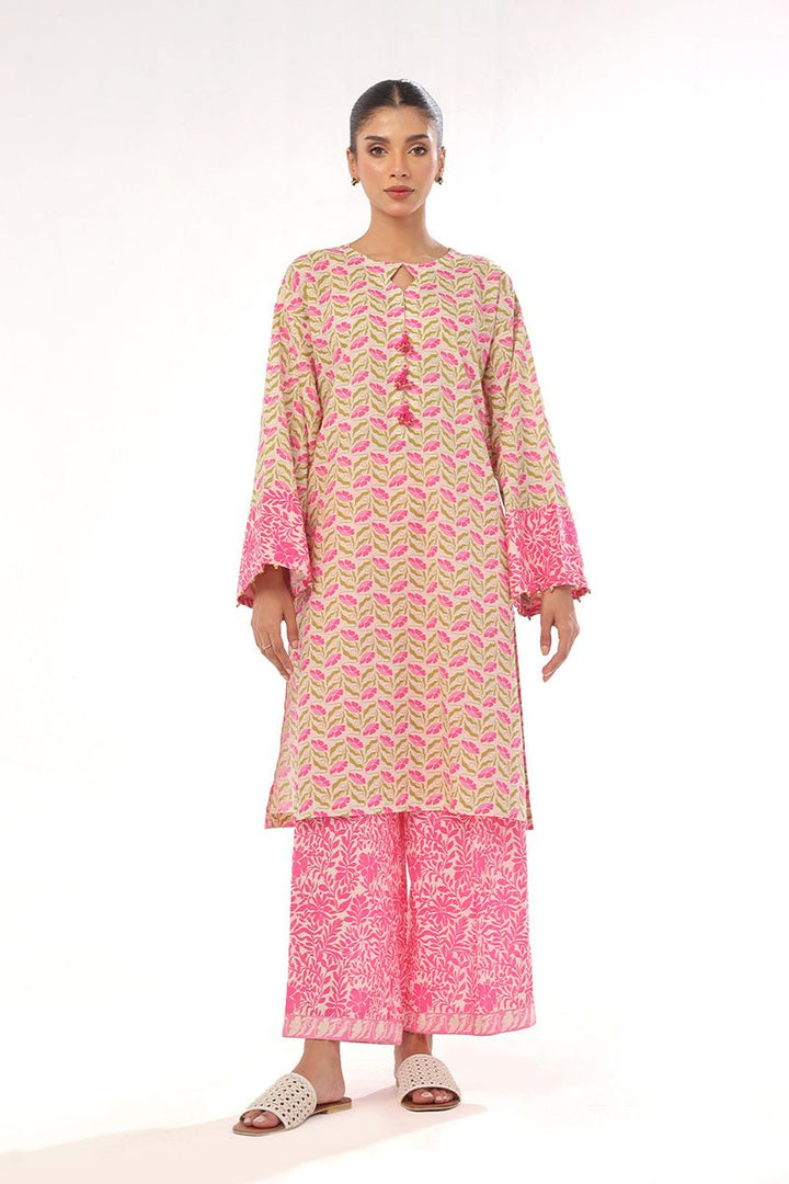Oaks - Printed Pret & Unstitched Shirt Trouser Lawn Pink - 2 Piece