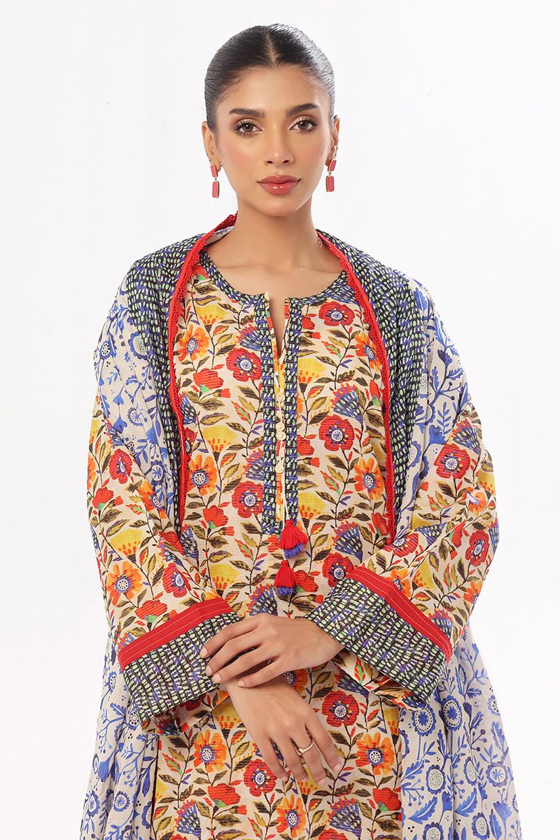 Oaks - Printed Pret & Unstitched Suit Masoori Lawn Blue - 3 Piece