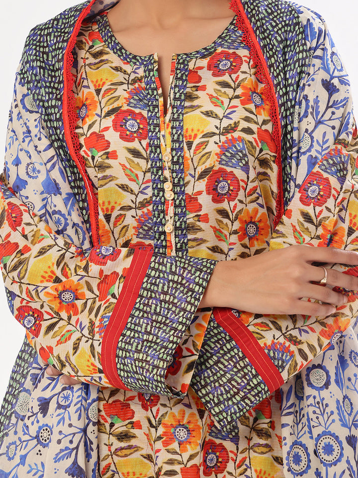 Oaks - Printed Pret & Unstitched Suit Masoori Lawn Blue - 3 Piece