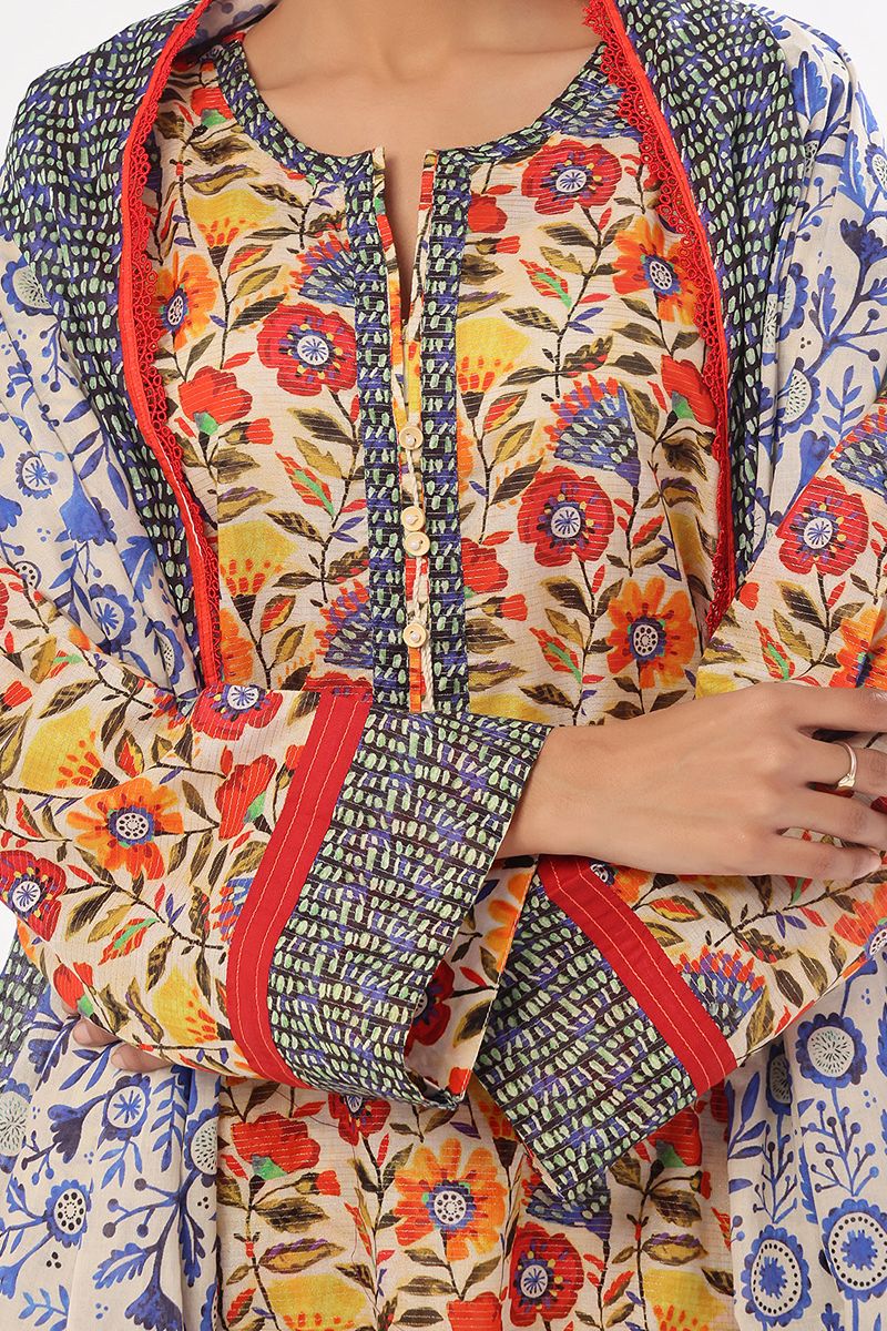 Oaks - Printed Pret & Unstitched Suit Masoori Lawn Blue - 3 Piece