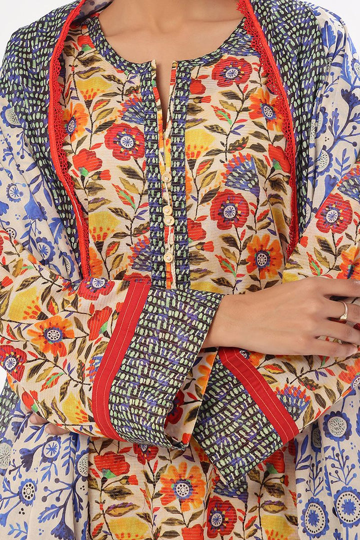 Oaks - Printed Pret & Unstitched Suit Masoori Lawn Blue - 3 Piece