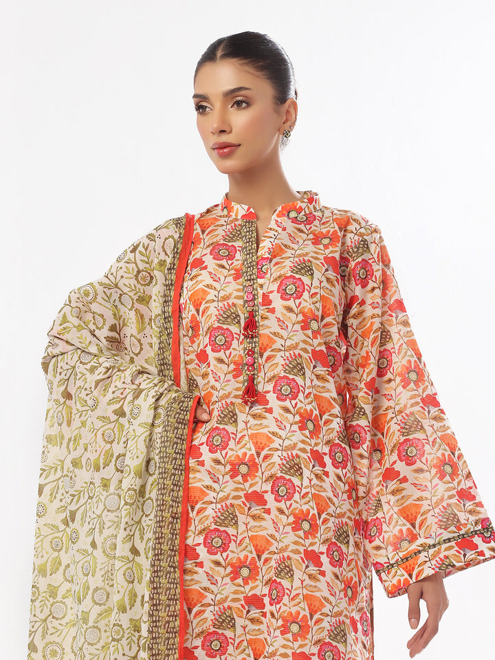 Oaks - Printed Pret & Unstitched Suit Masoori Lawn Green - 3 Piece