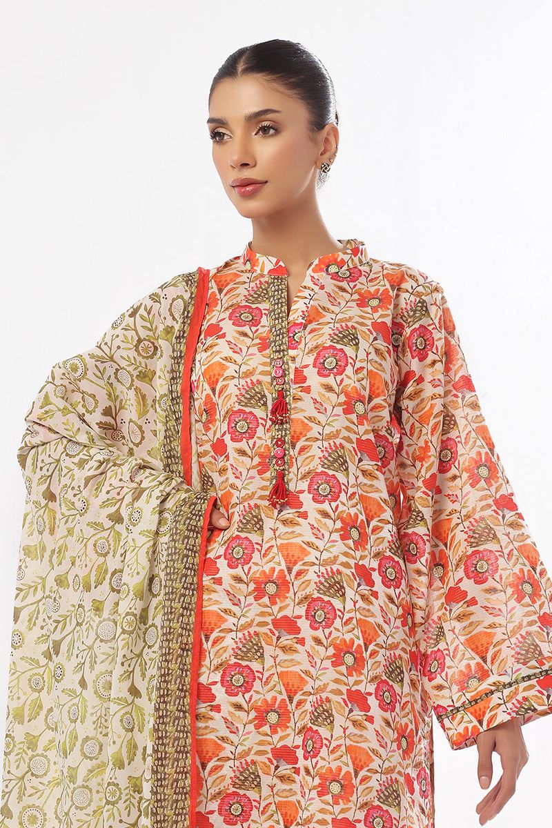 Oaks - Printed Pret & Unstitched Suit Masoori Lawn Green - 3 Piece