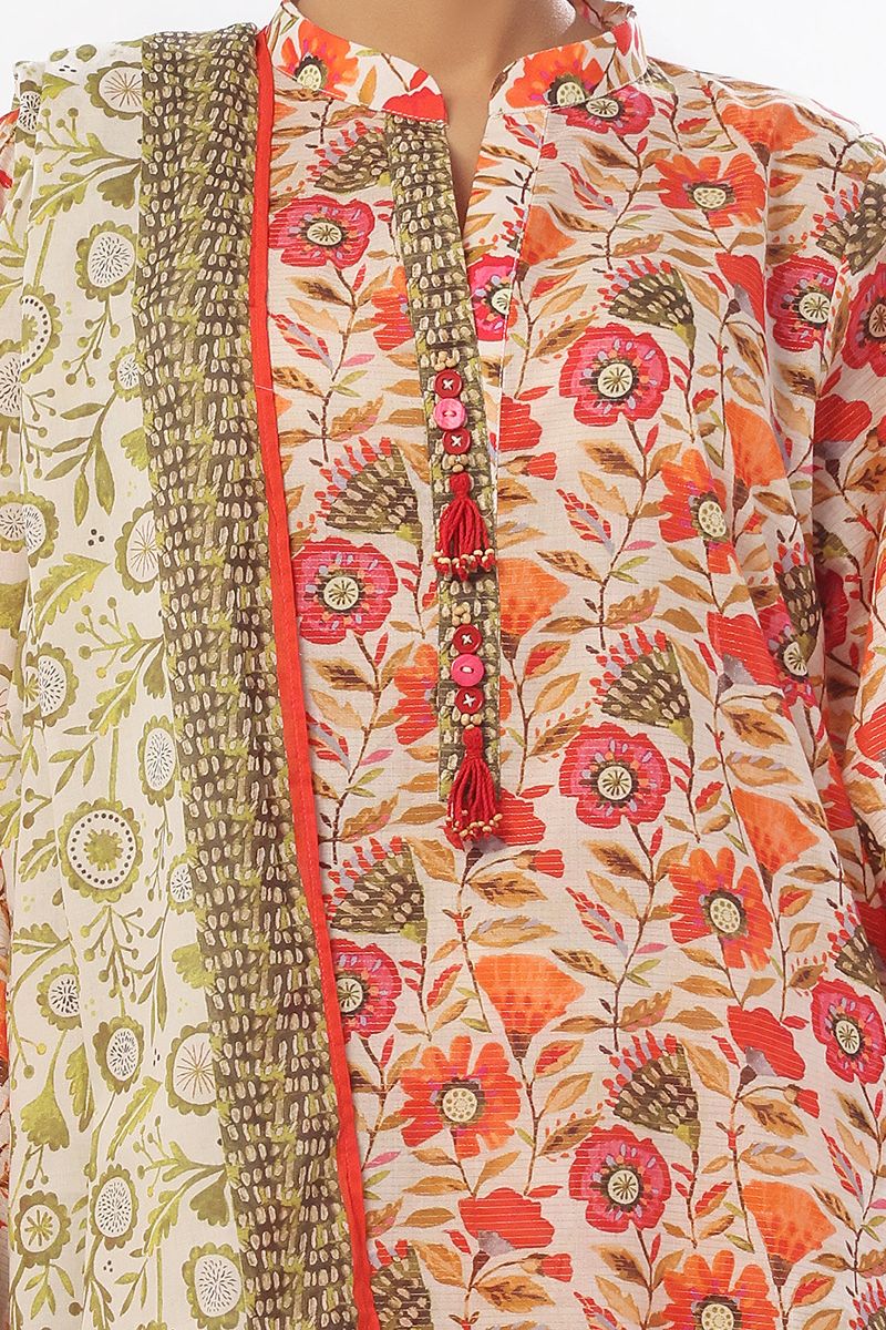 Oaks - Printed Pret & Unstitched Suit Masoori Lawn Green - 3 Piece