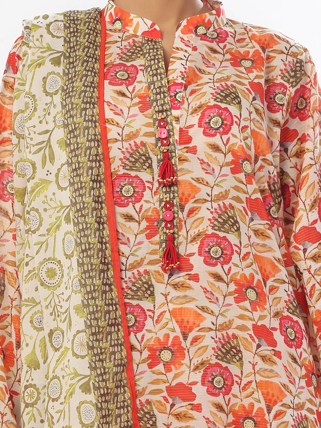 Oaks - Printed Pret & Unstitched Suit Masoori Lawn Green - 3 Piece