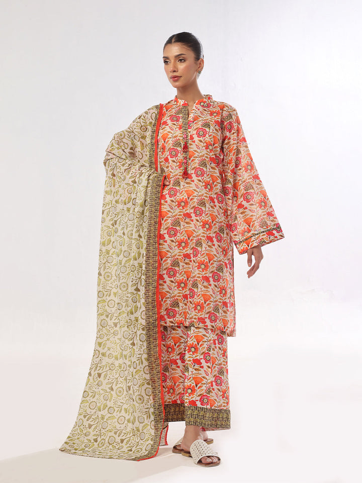 Oaks - Printed Pret & Unstitched Suit Masoori Lawn Green - 3 Piece