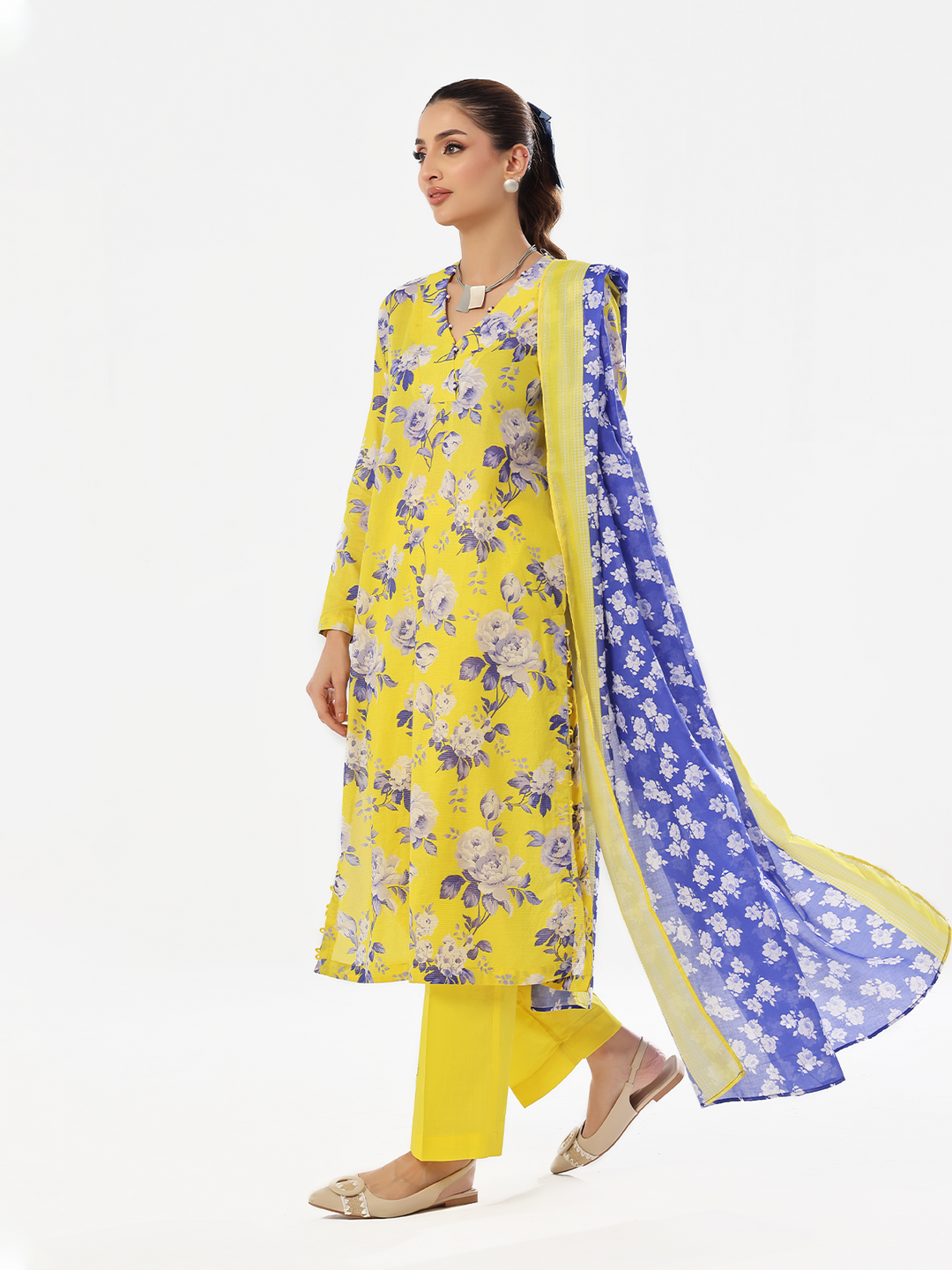 Oaks - Printed Pret & Unstitched Suit Masoori Lawn Yellow - 3 Piece