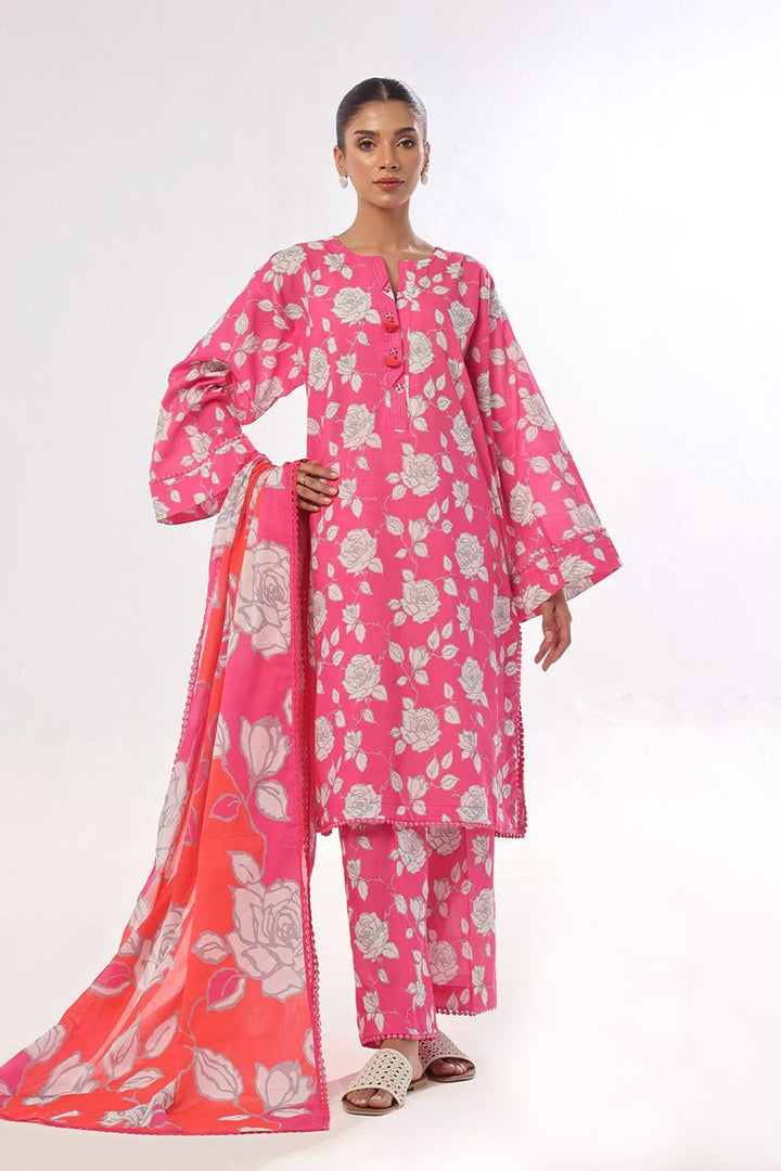 Oaks - Printed Pret & Unstitched Suit Swiss Lawn Pink - 3 Piece
