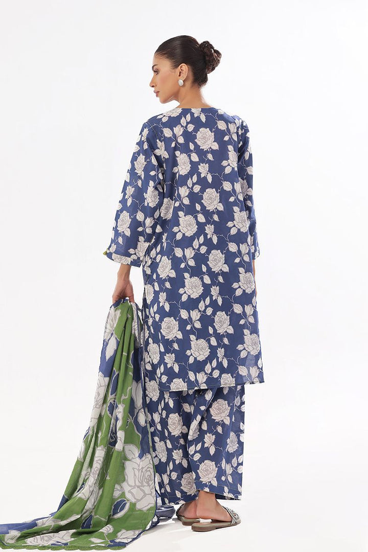 Oaks - Printed Pret & Unstitched Suit Swiss Lawn Blue - 3 Piece